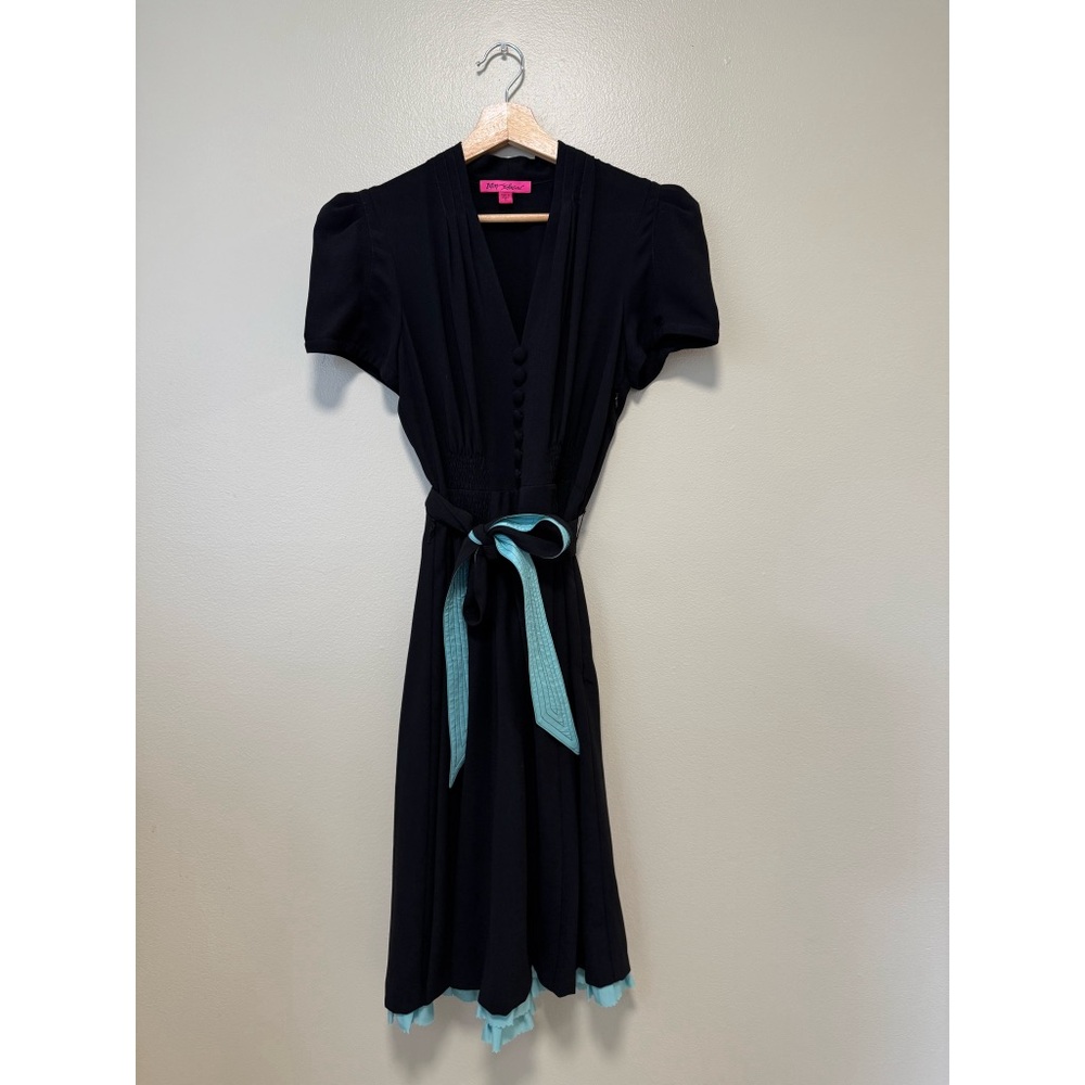 Vintage Betsey Johnson Black Waist Tie Dress